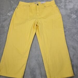 NWT‎ Croft & Barrow Womens Denim Beige Khaki Capri Cropped Pants 12 Yellow